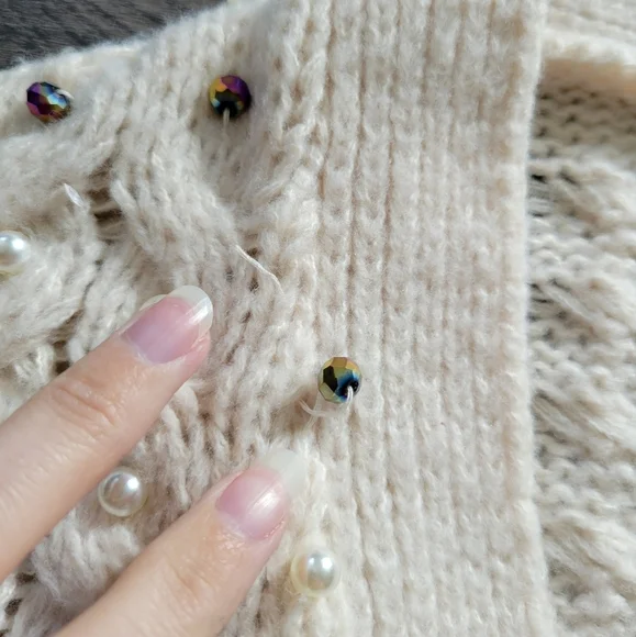 by Anthropologie Ivory Kimono in Things Party Pearl Cardigan One Size - Picture 16 of 16